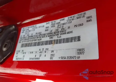 2016 Ford F-150 Xl z USA, uszkodzony, nr VIN 1FTFX1EFXGFB81429